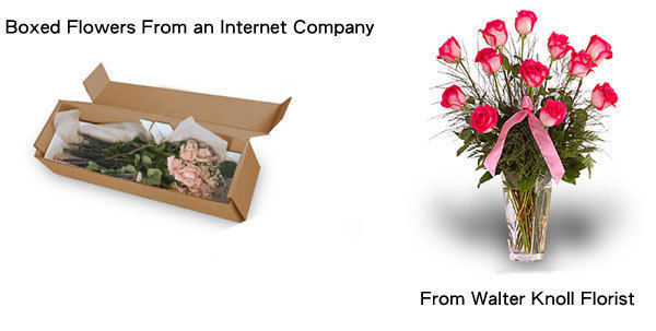 What would you rather send? in a box or arranged in a vase delivered by Walter Knoll Florist