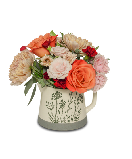 Ivory Wildflower Creamer with soft color scheme fall flowers