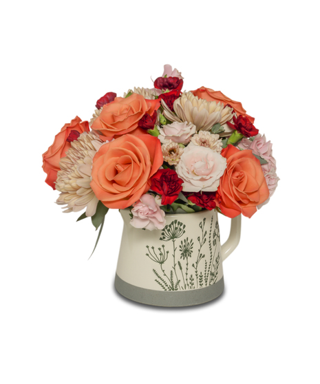 Ivory Wildflower Creamer with soft color scheme fall flowers