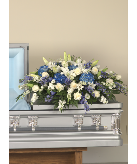 light blue casket