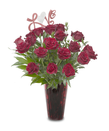 Romantic Roses - Premium Red Roses in Red Vase
