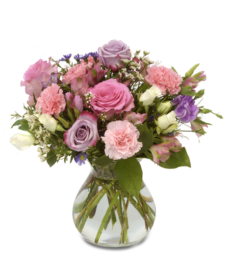 Bouquet of lovely lavender Roses and pink Carnations