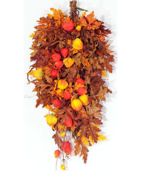 Faux Chinese Lanterns & Leaves Decoration